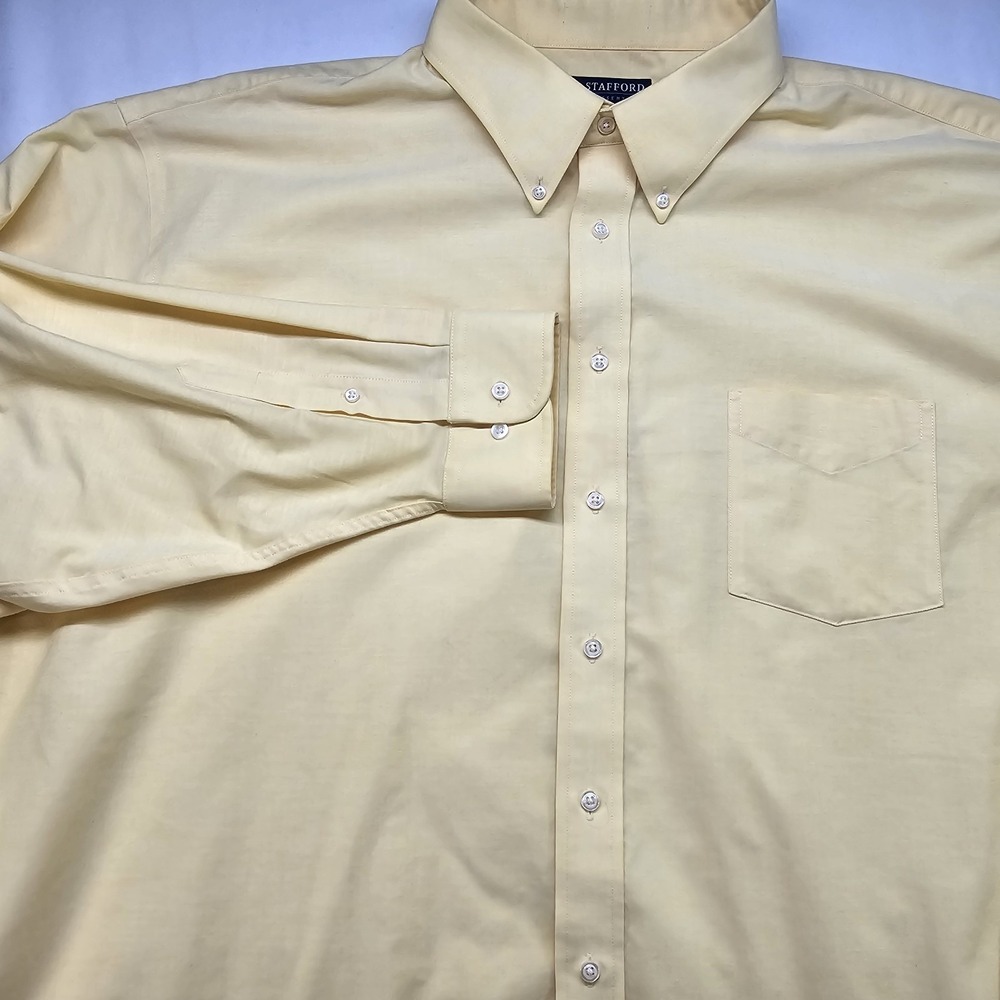 Stafford Essentials Men's Oxford Shirt Big 20 Yellow Button Down Long Sleeve